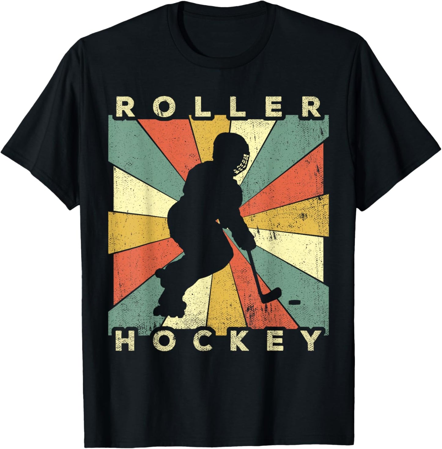 Vintage Roller Hockey Sport Retro T-Shirt - T-Shirt | Black