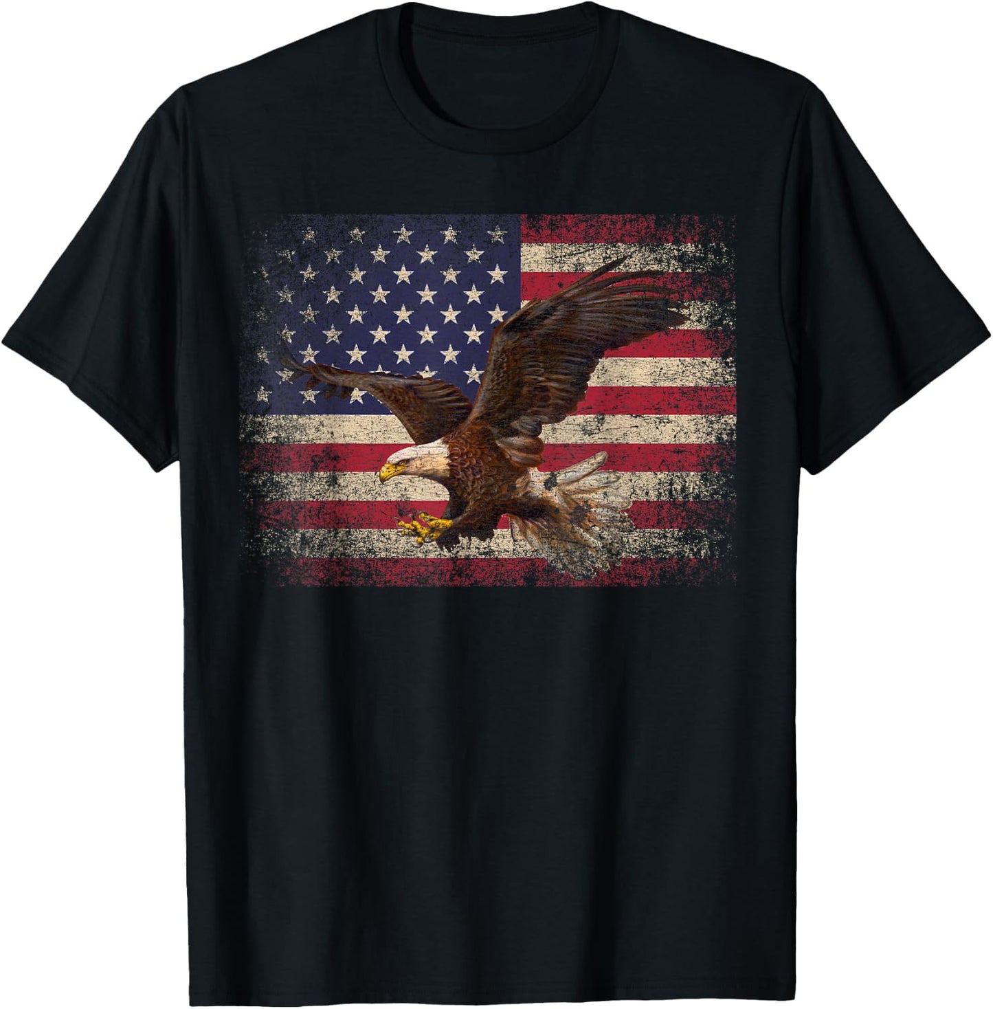 Bald Eagle 4th of July American Flag Country Small T-Shirt - T-Shirt | Black