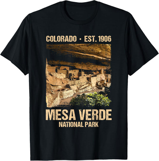 Mesa Verde US National Park Colorado Gift T-Shirt - T-Shirt | Black