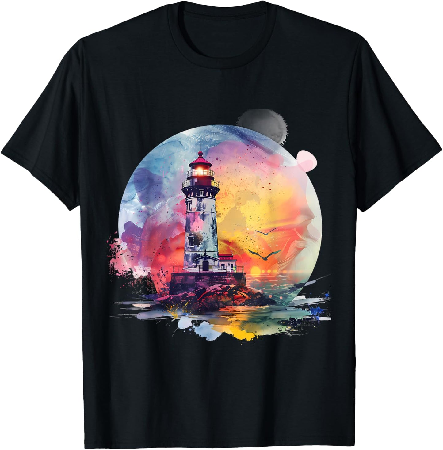 Lighthouse Seaside House Sailing Sea Beach Boating T-Shirt - T-Shirt | Black