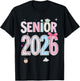 Back To School Senior 2026 Pastel Floral Graduation Bow Cap T-Shirt - T-Shirt | Black