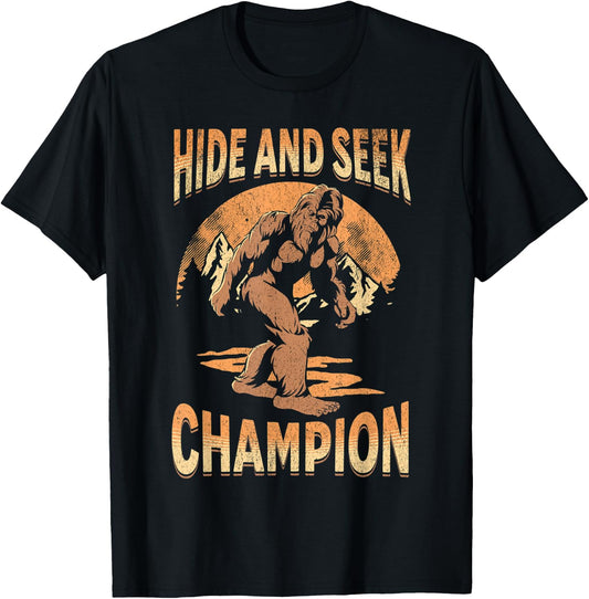 Hide And Seek Champion Sasquatch Funny Bigfoot T-Shirt - T-Shirt | Black
