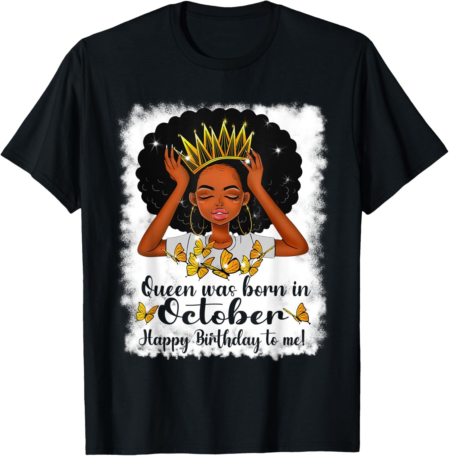Cool Queen Was Born In October Happy Birthday To Me T-Shirt - T-Shirt | Black
