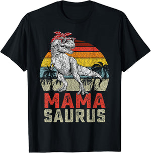 Mamasaurus T Rex Dinosaur Mama Saurus Family Matching T-Shirt - T-Shirt | Black