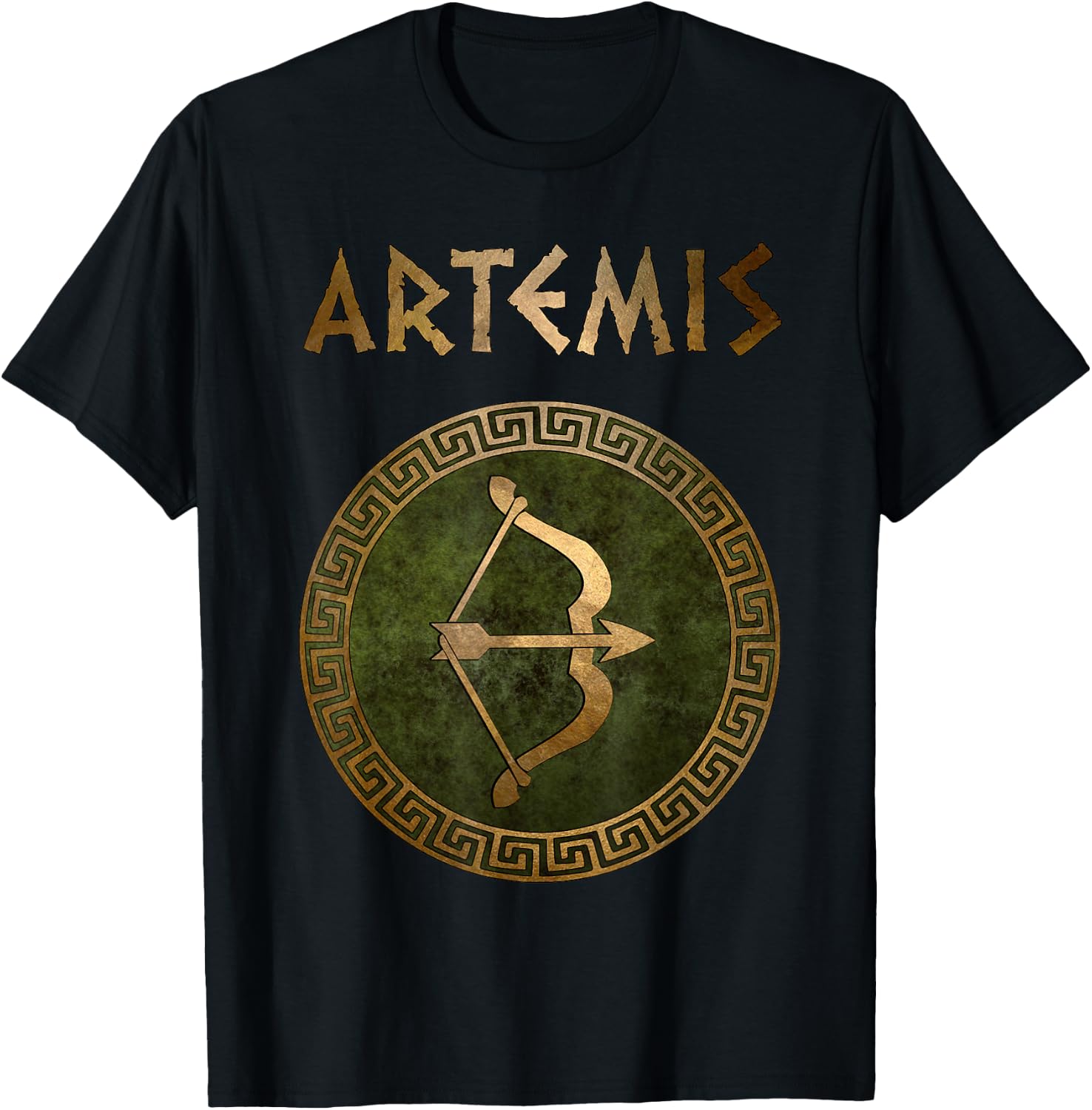 Artemis Greek Goddess of Hunting Antique Symbol T-Shirt - T-Shirt | Black