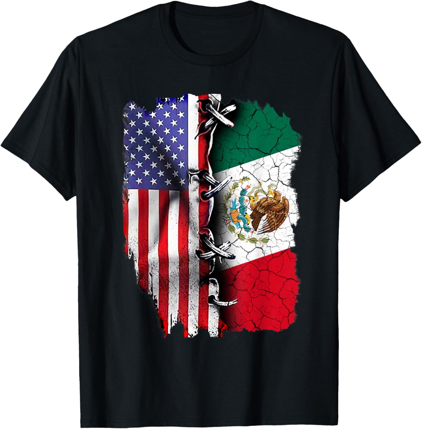 Mexican American Flag T-Shirt - T-Shirt | Black