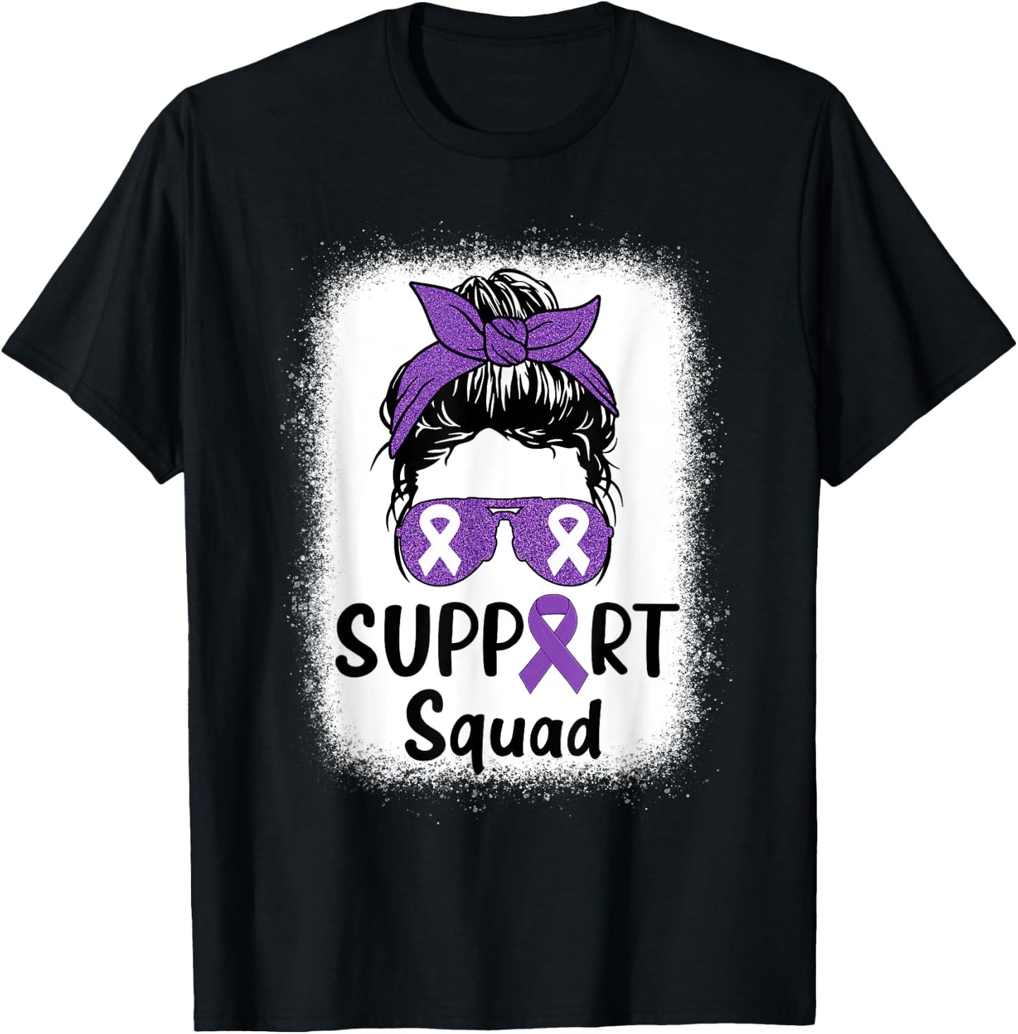 Hodgkin’s Lymphoma Awareness Support Squad Messy Bun Women T-Shirt - T-Shirt | Black