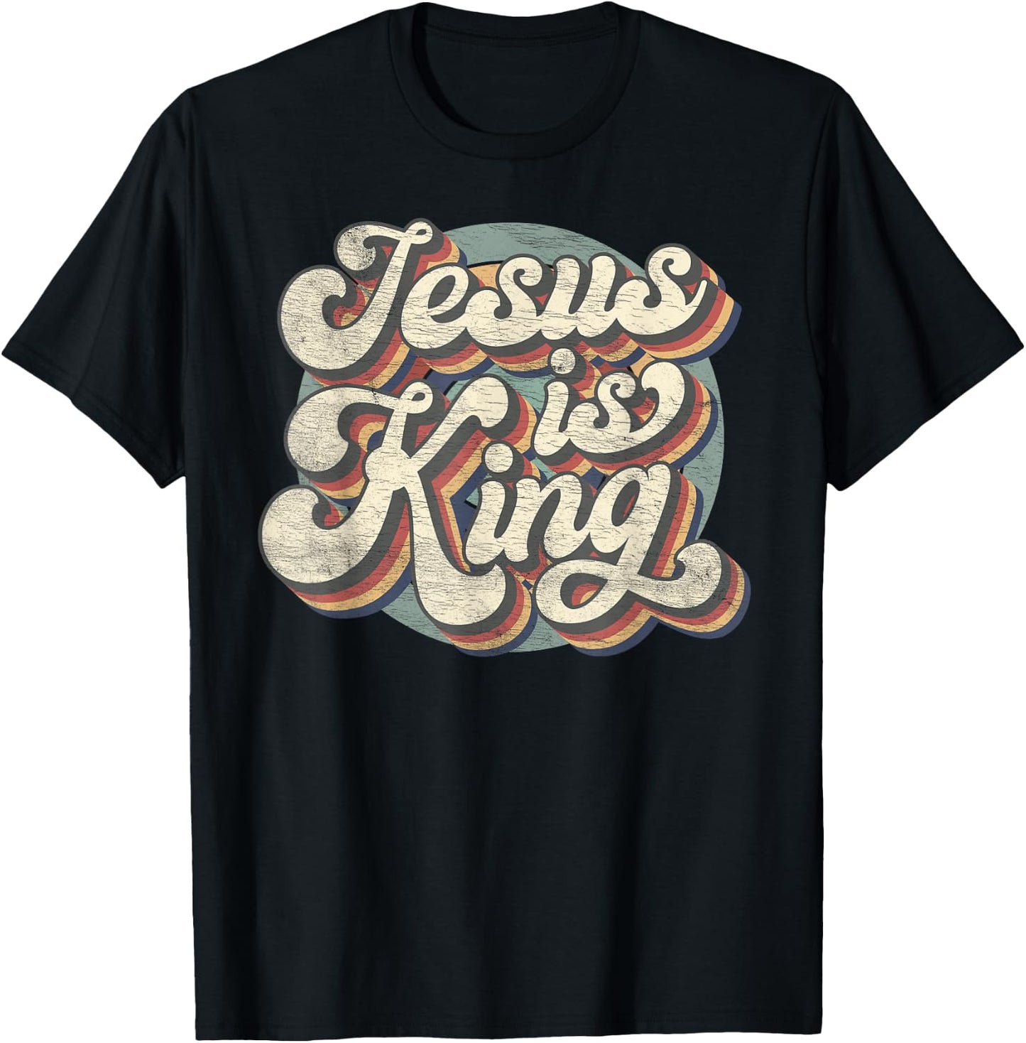 Retro Jesus Is King Christian Bible Religious T-Shirt - T-Shirt | Black