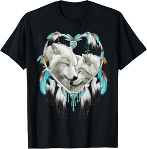 Wolf Lover Heart Dream Catcher T-Shirt - T-Shirt | Black