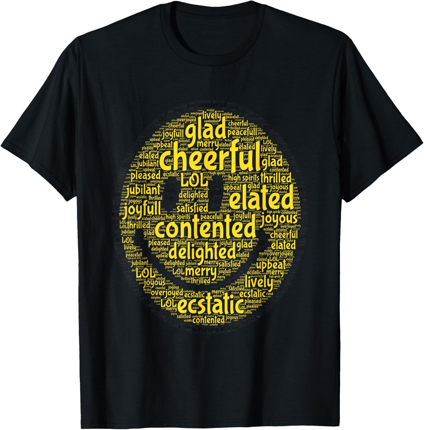 Happy Smile Smile Face Aesthetic Co Positive Vibes Mood T-Shirt - T-Shirt | Black