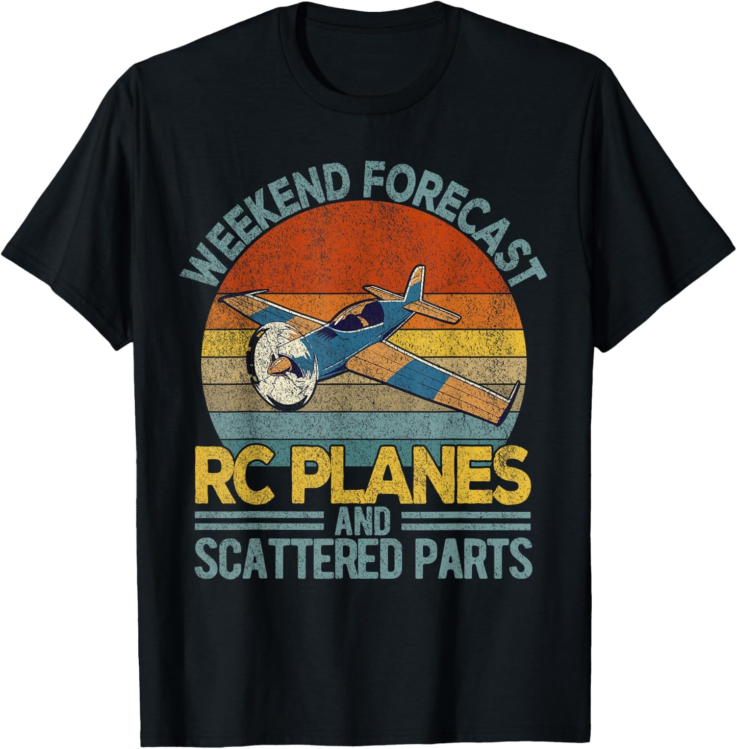 Funny RC Plane Weekend Model Airplane Pilot Retro T-Shirt - T-Shirt | Black