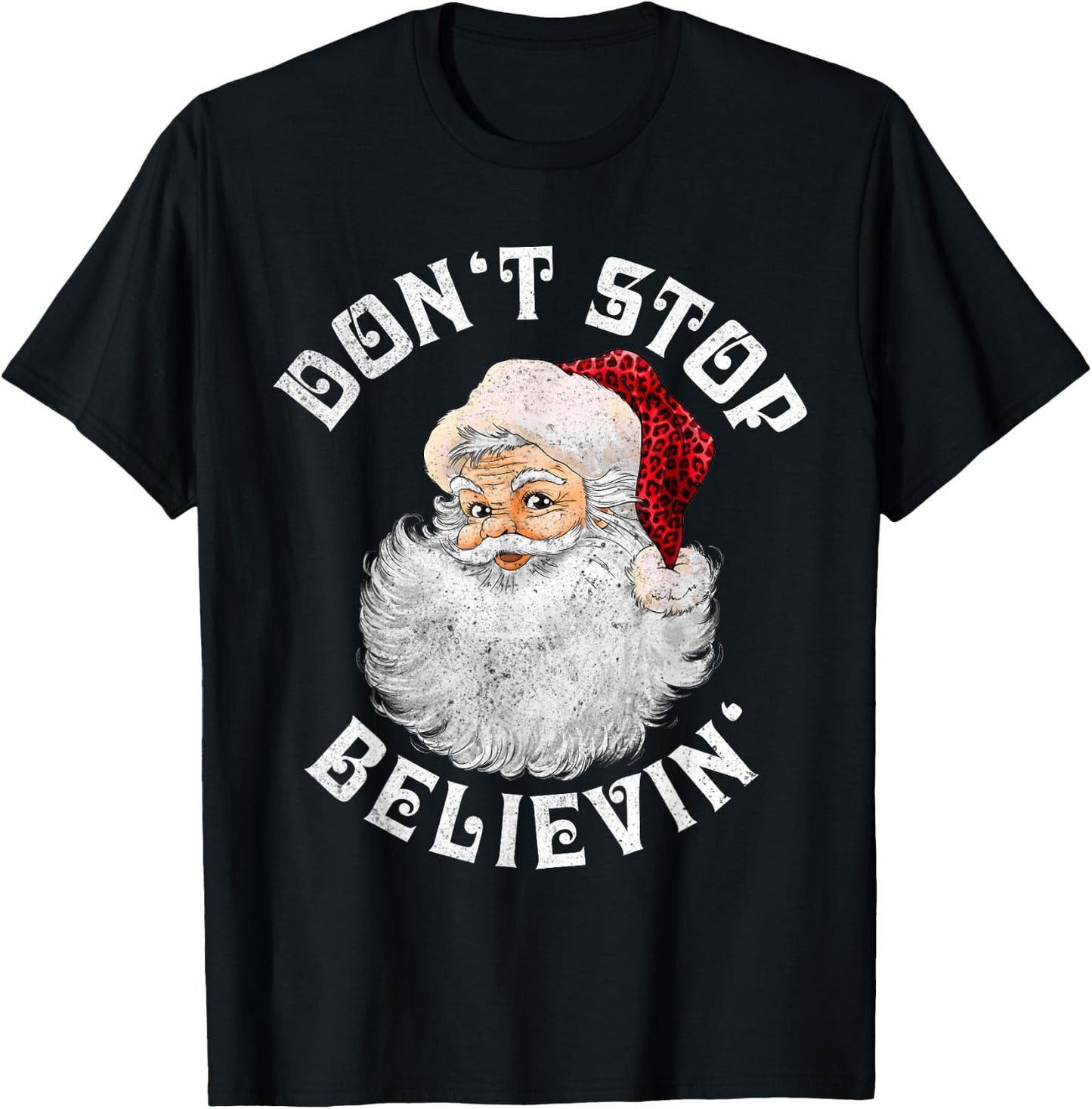 Don't Stop Believin Christmas Santa Pajamas Boys Kids Xmas T-Shirt - T-Shirt | Black