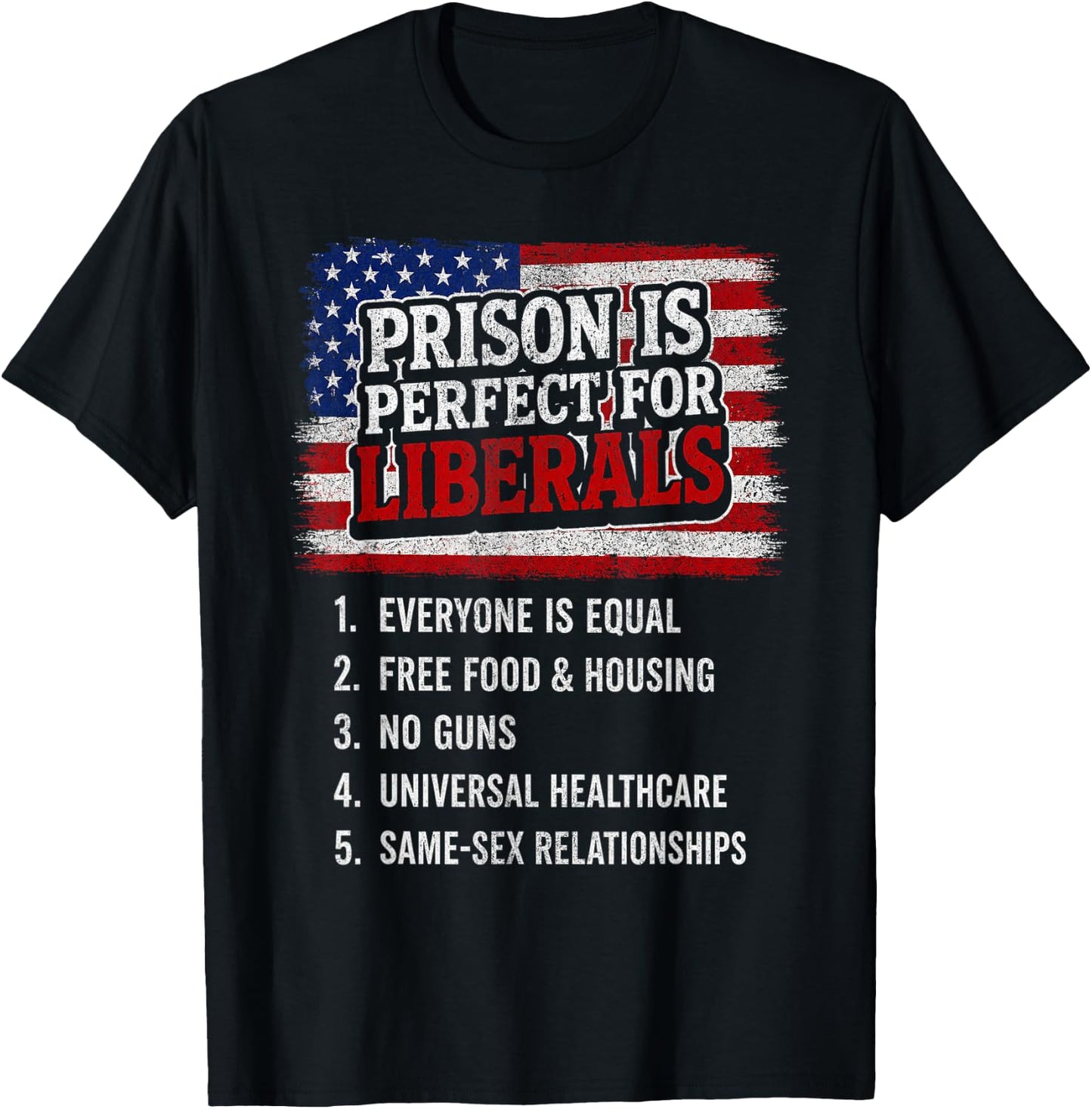 Prison is Perfect for Liberals T-Shirt - T-Shirt | Black