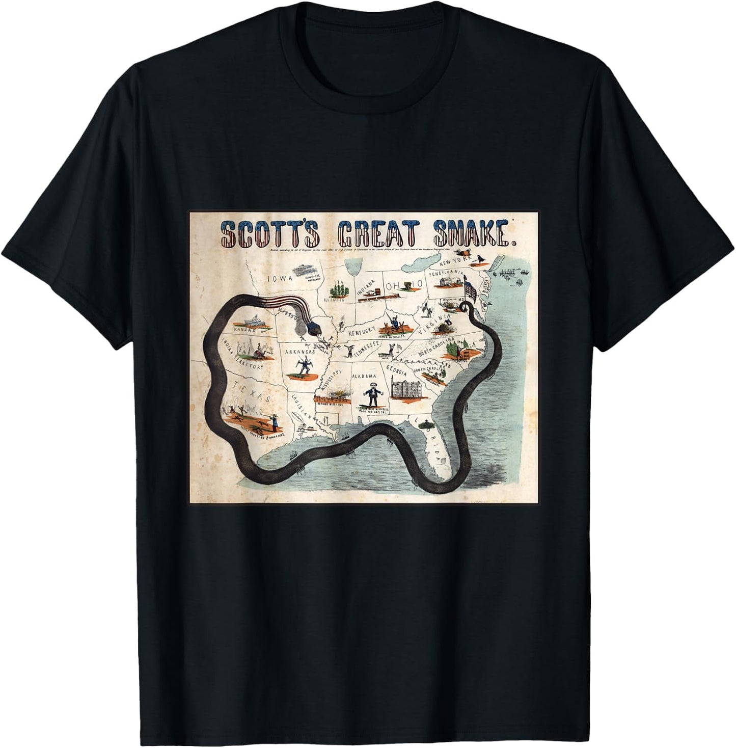 The Anaconda Plan Map T-Shirt - T-Shirt | Black