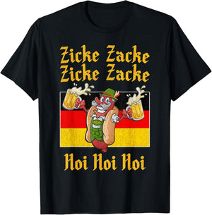 Zicke Zacke Hoi Hoi Hoi Funny Oktoberfest Sausage T-Shirt - T-Shirt | Black