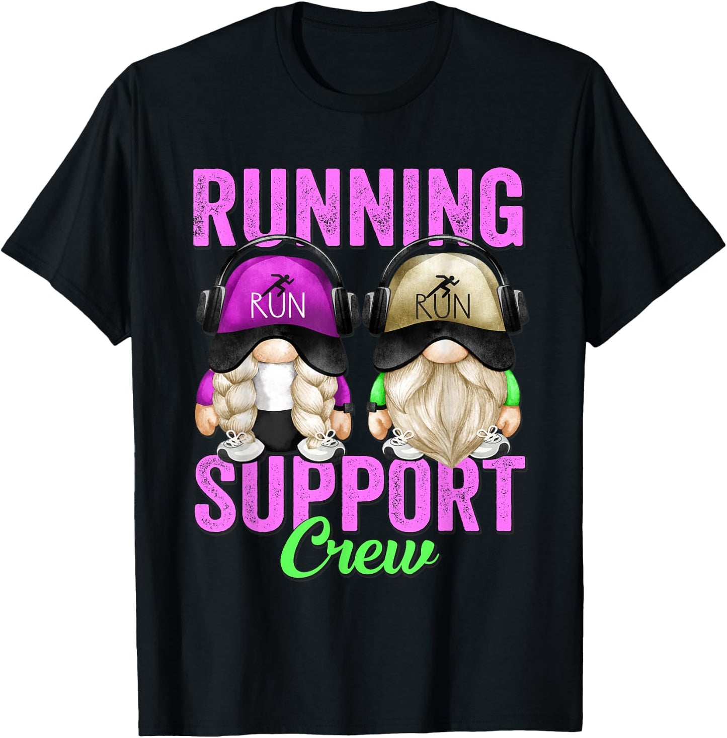 Funny Marathon Runner Gnome For Teacher Running Support Crew T-Shirt - T-Shirt | Black