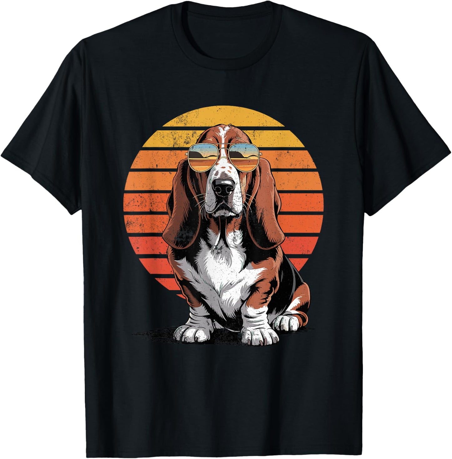 Cool Retro Basset Hound Dog Mom Dad Vintage Pet Lovers T-Shirt - T-Shirt | Black
