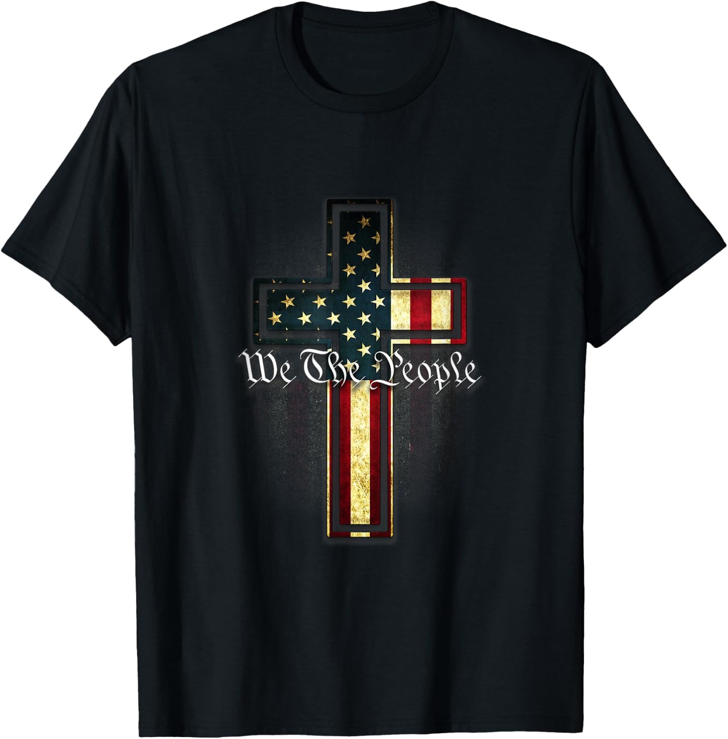 We The People Patriotic American Constitution Cross T-Shirt - T-Shirt | Black