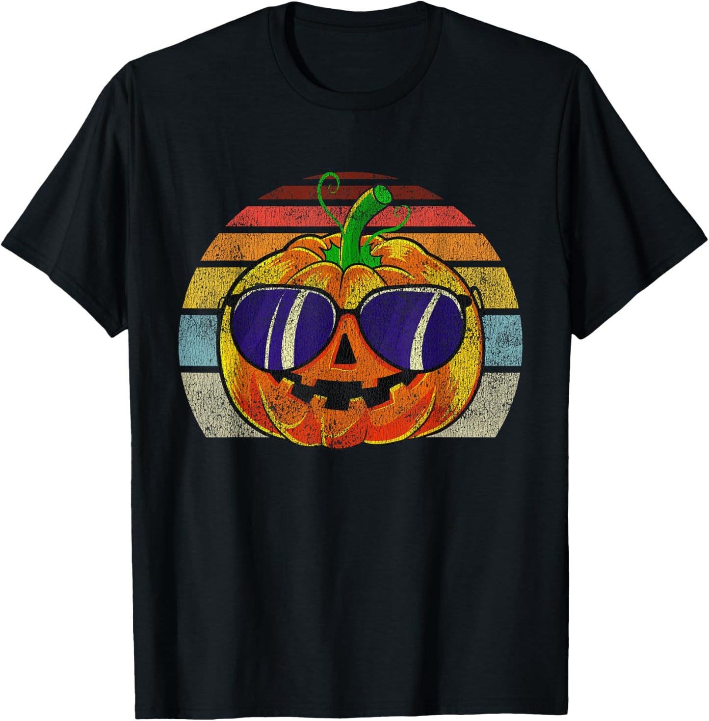 Cool Pumpkin Retro Style Halloween Vintage Women Men Kids T-Shirt - T-Shirt | Black