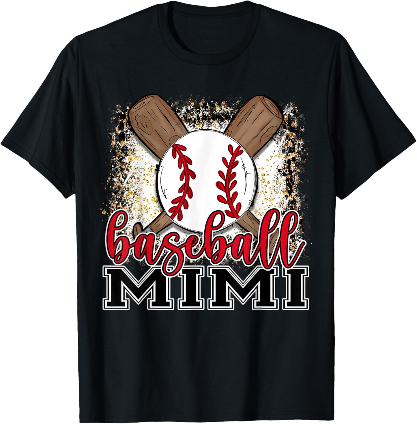 Baseball Mimi Leopard Baseball Lovers Family Matching T-Shirt - T-Shirt | Black
