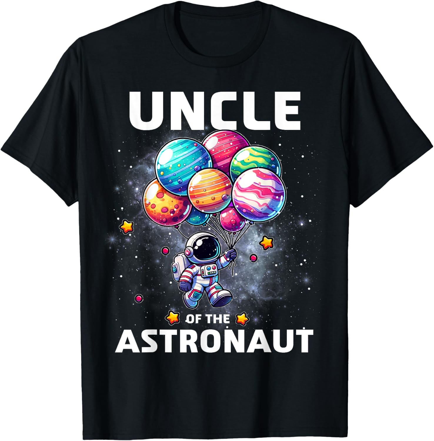 Uncle of the Astronaut Space Theme First Birthday Party T-Shirt - T-Shirt | Black