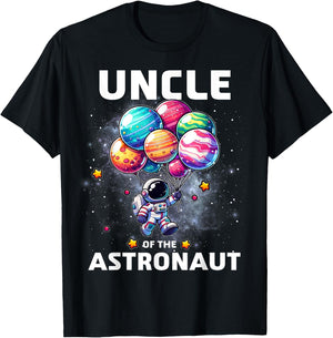 Uncle of the Astronaut Space Theme First Birthday Party T-Shirt - T-Shirt | Black