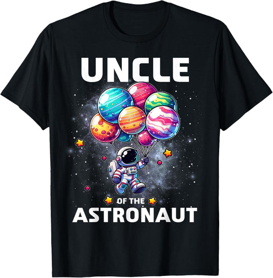 Uncle of the Astronaut Space Theme First Birthday Party T-Shirt - T-Shirt | Black