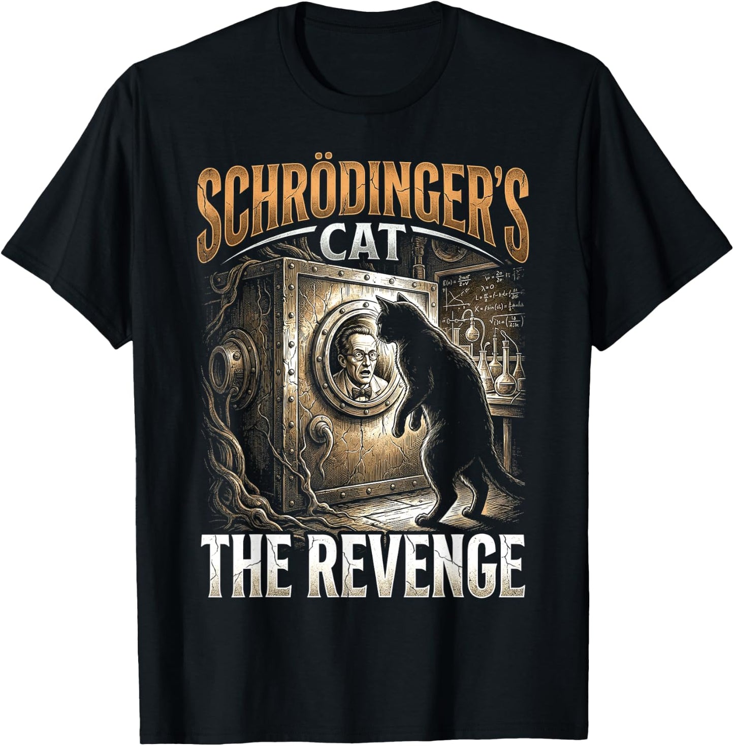 Schrodingers Cat Revenge Funny Physics Science Student T-Shirt - T-Shirt | Black