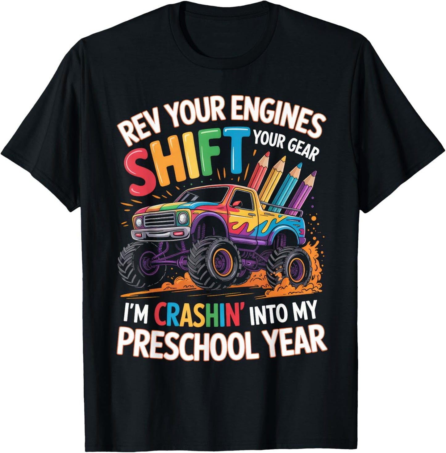 Back to School Pre-K Preschool Monster Truck First Day Boys T-Shirt - T-Shirt | Black