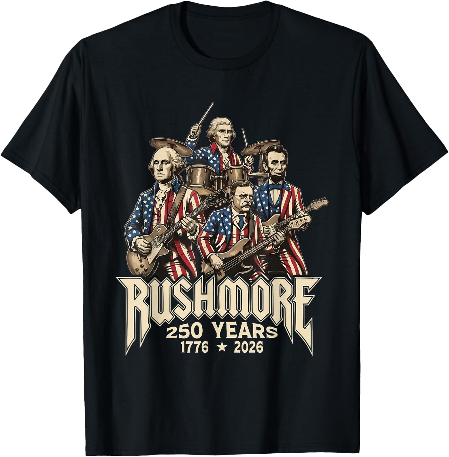 4th of July 250th Anniversary 1776 2026 Patriotic USA T-Shirt - T-Shirt | Black