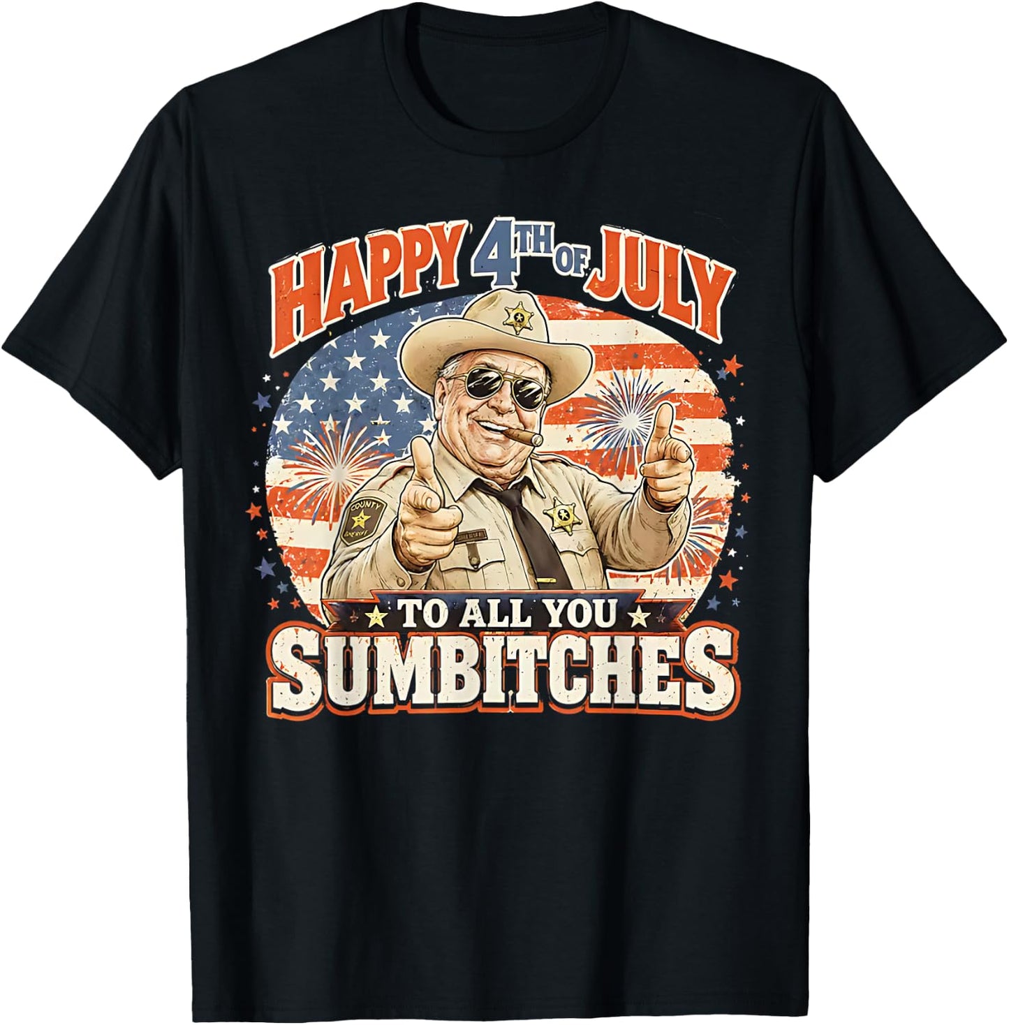 USA Flag Fireworks T-Shirt - T-Shirt | Black