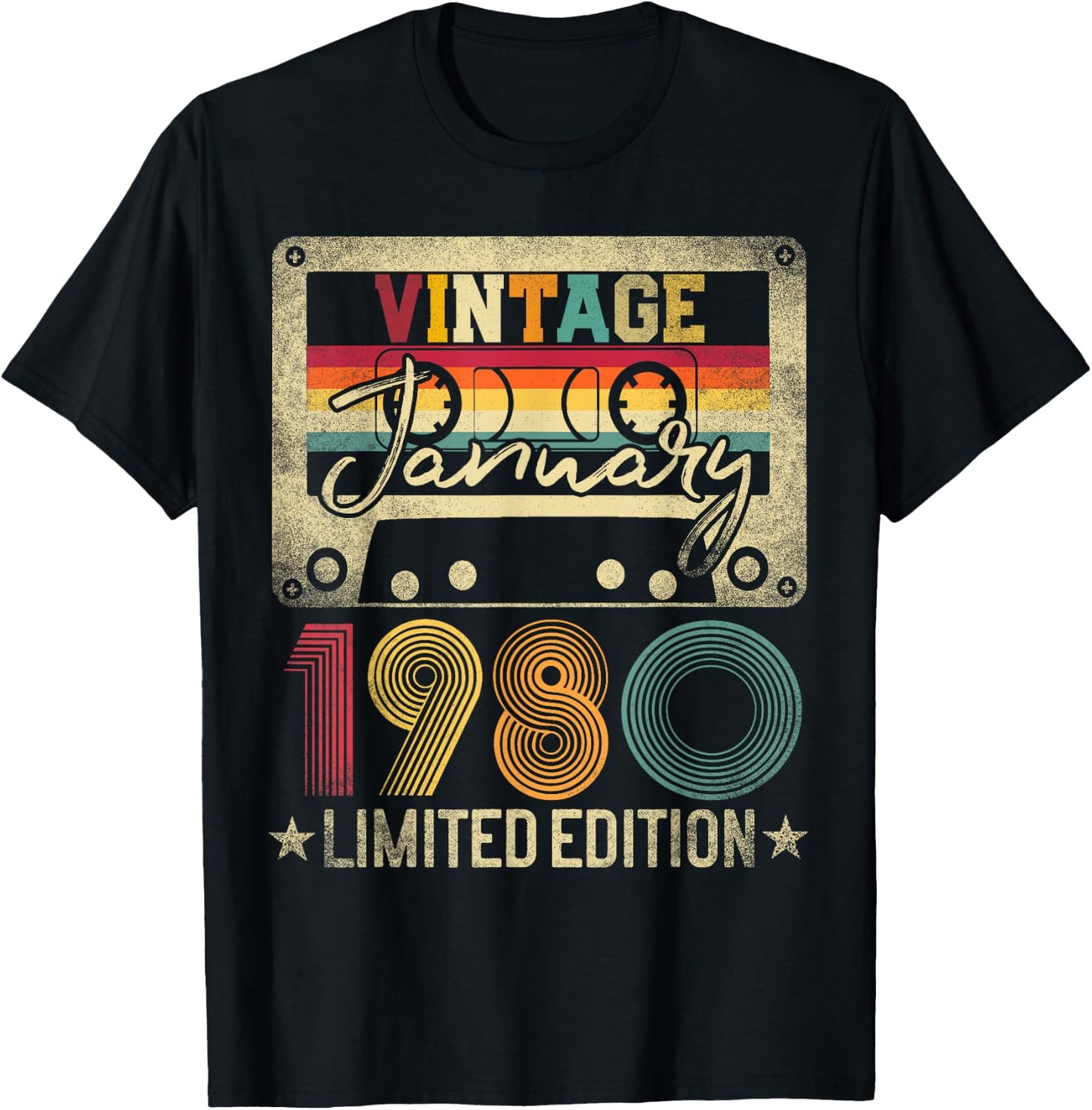 January 45th Birthday Gift Limited Edition 1980 Best Of T-Shirt - T-Shirt | Black