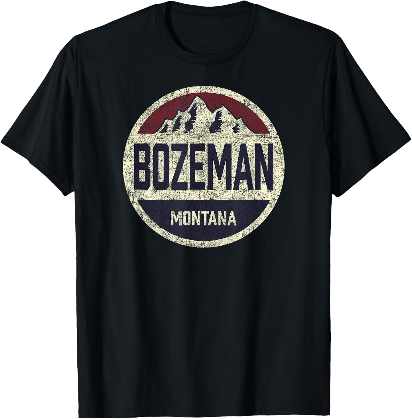 Vintage Bozeman Montana Retro Mountain Circle Souvenir T-Shirt - T-Shirt | Black