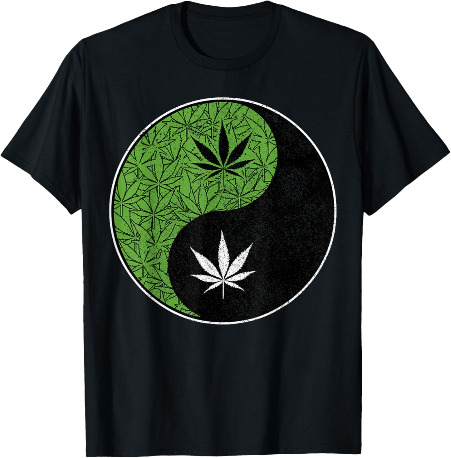 Weed Yin Yang Cannabis Leaf Pot Spiritual Stoner 420 Gift T-Shirt - T-Shirt | Black
