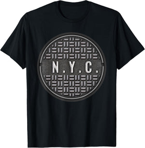 New York City NYC Urban Grunge Manhole Cover Gift Souvenir T-Shirt - T-Shirt | Black