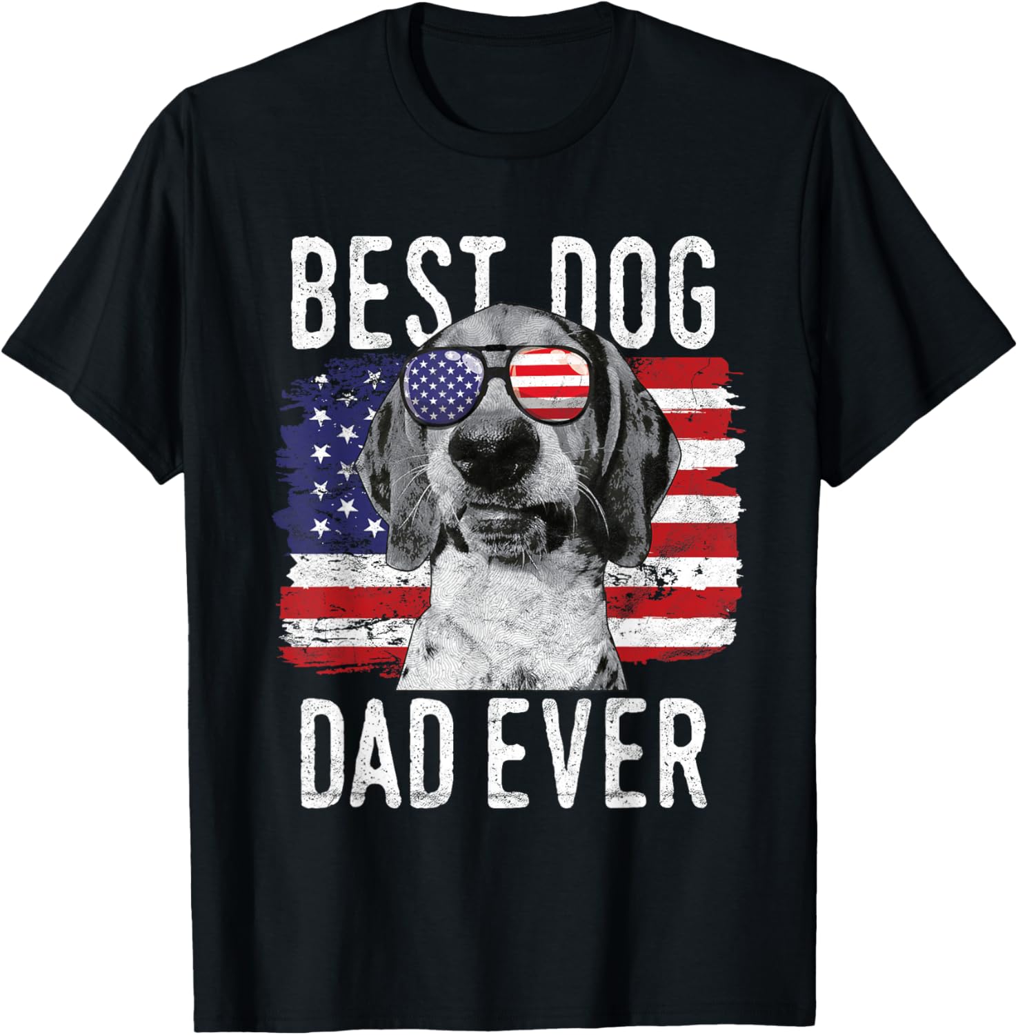 American Flag Best Dog Dad Ever Treeing Walker Coonhounds Women Men T-Shirt - T-Shirt | Black