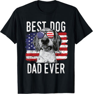 American Flag Best Dog Dad Ever Treeing Walker Coonhounds Women Men T-Shirt - T-Shirt | Black
