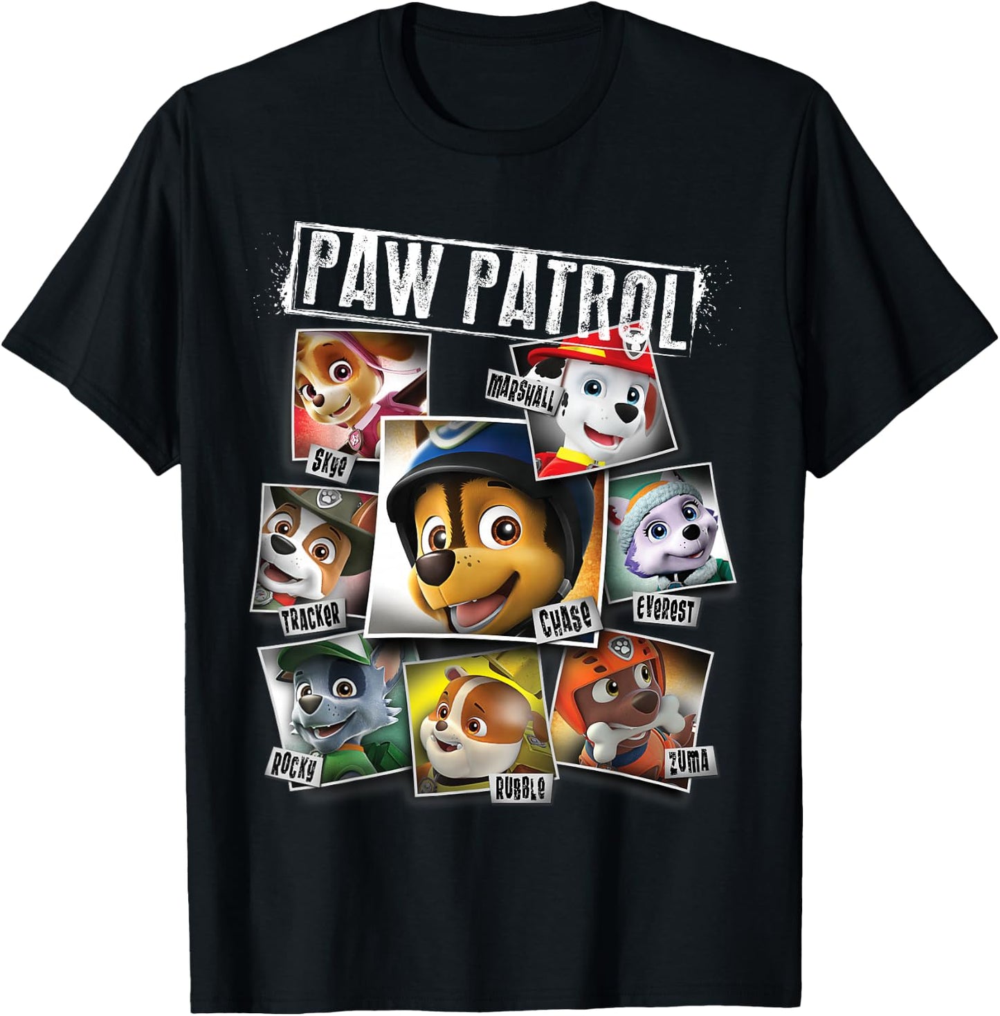 Paw Patrol Polaroid Photo Collage T-Shirt - T-Shirt | Black