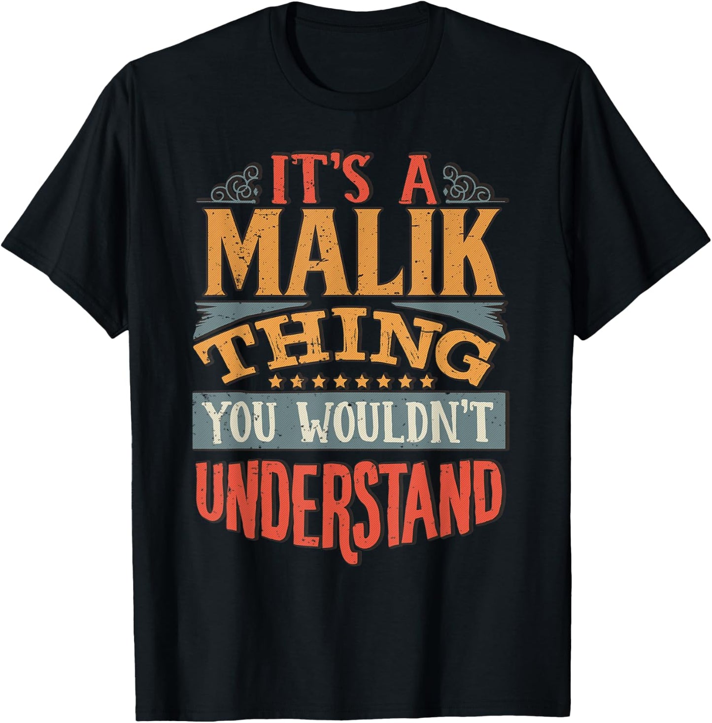 Malik Name T-Shirt - T-Shirt | Black
