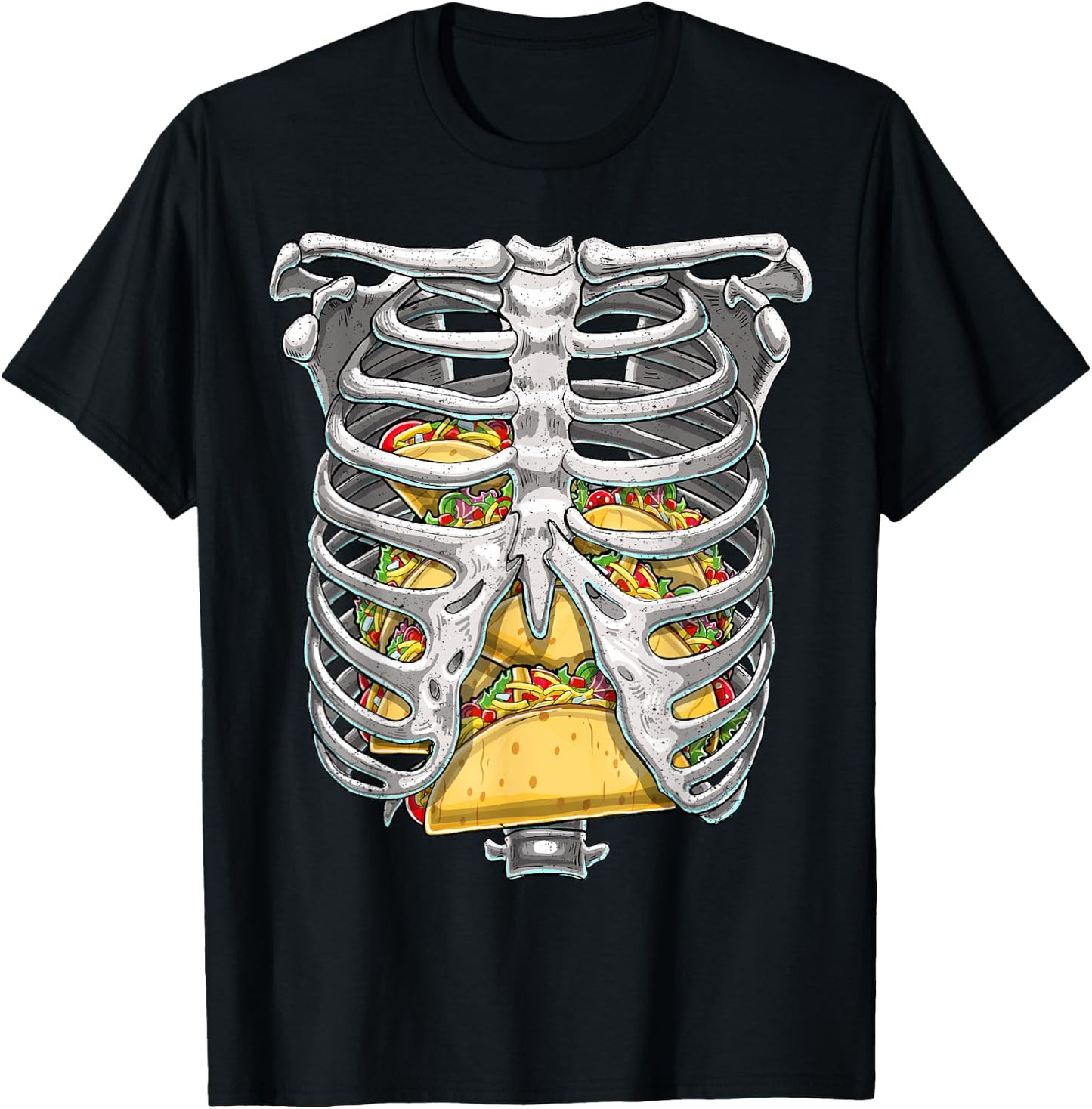 Skeleton Rib Cage T Shirt Halloween Taco Skeleton Costume T-Shirt - T-Shirt | Black