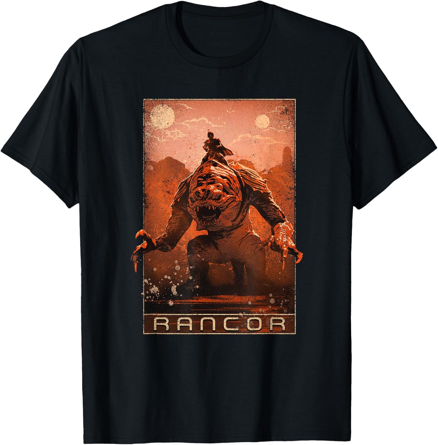 Star Wars The Book Of Boba Fett Riding The Rancor Poster T-Shirt - T-Shirt | Black