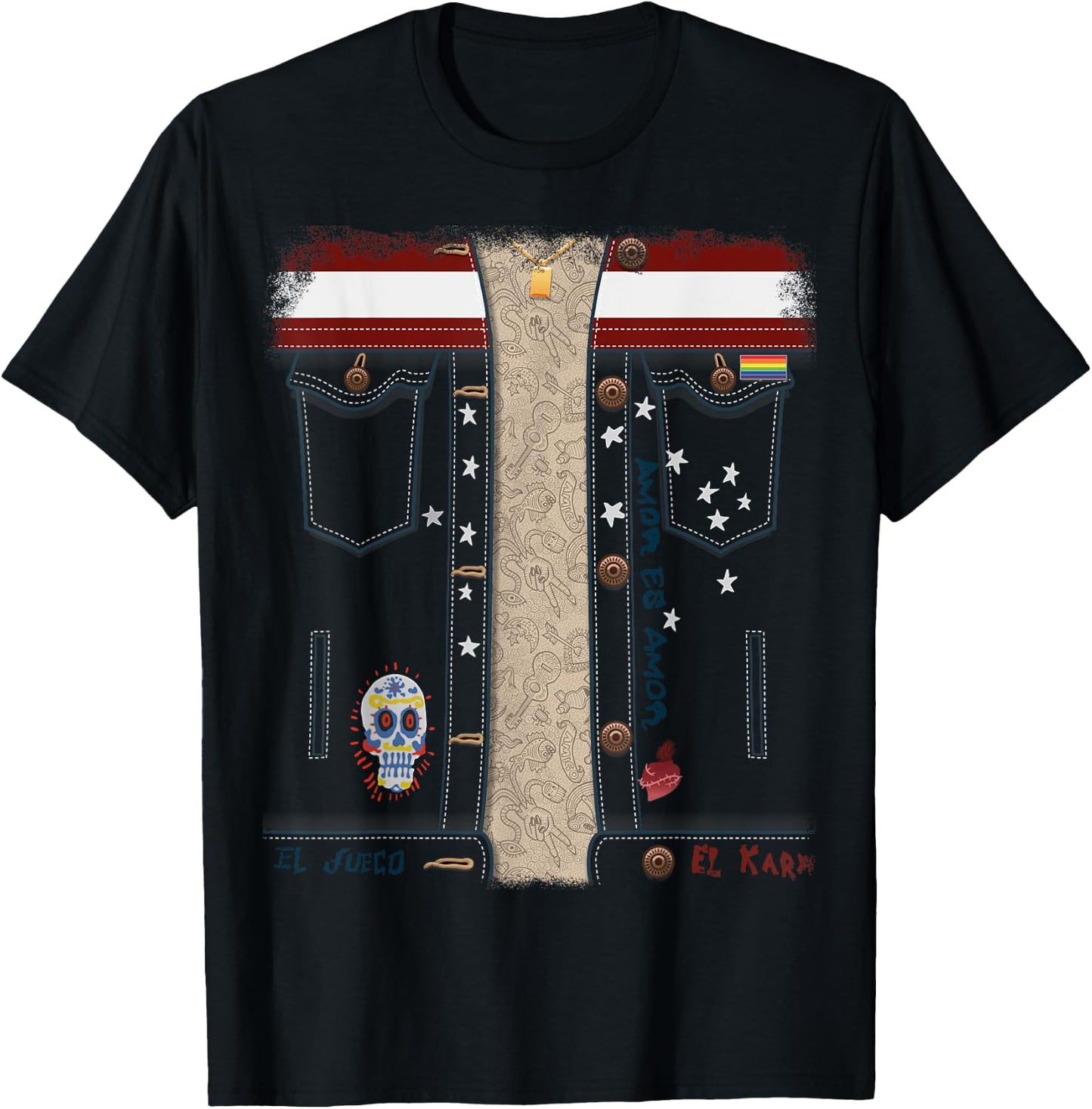 Marvel America Chavez Denim Jacket Front and Back T-Shirt - T-Shirt | Black