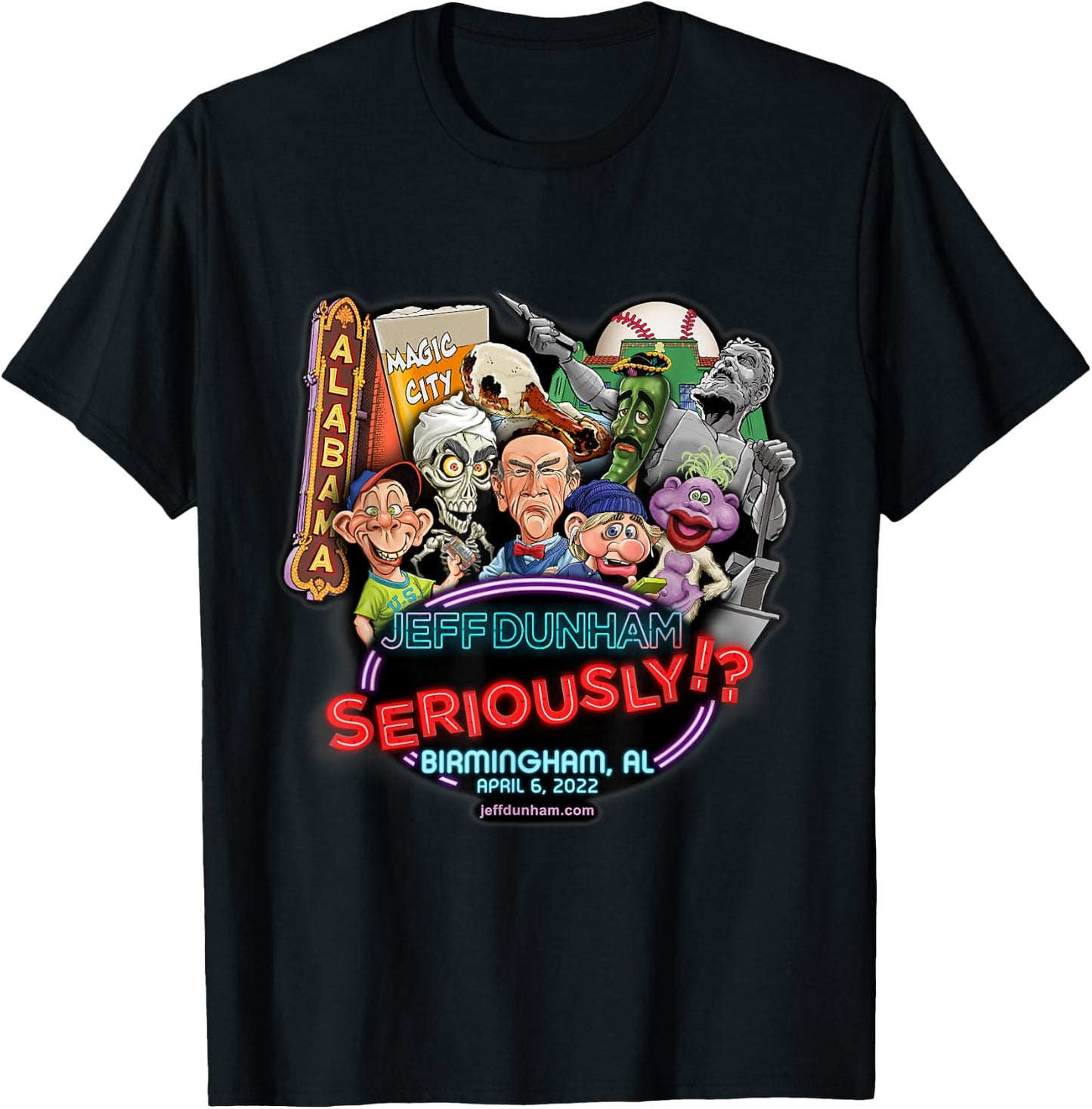 Jeff Dunham Birmingham, AL (2022) T-Shirt - T-Shirt | Black