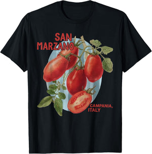 Vintage San Marzano Tomatoes Italian Girl Summer T-Shirt - T-Shirt | Black
