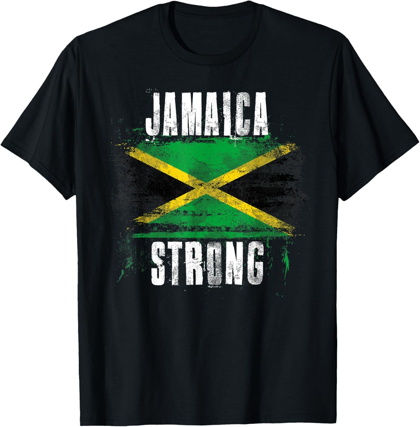 Jamaica Strong Distressed Flag - Jamaican Pride T-Shirt - T-Shirt | Black