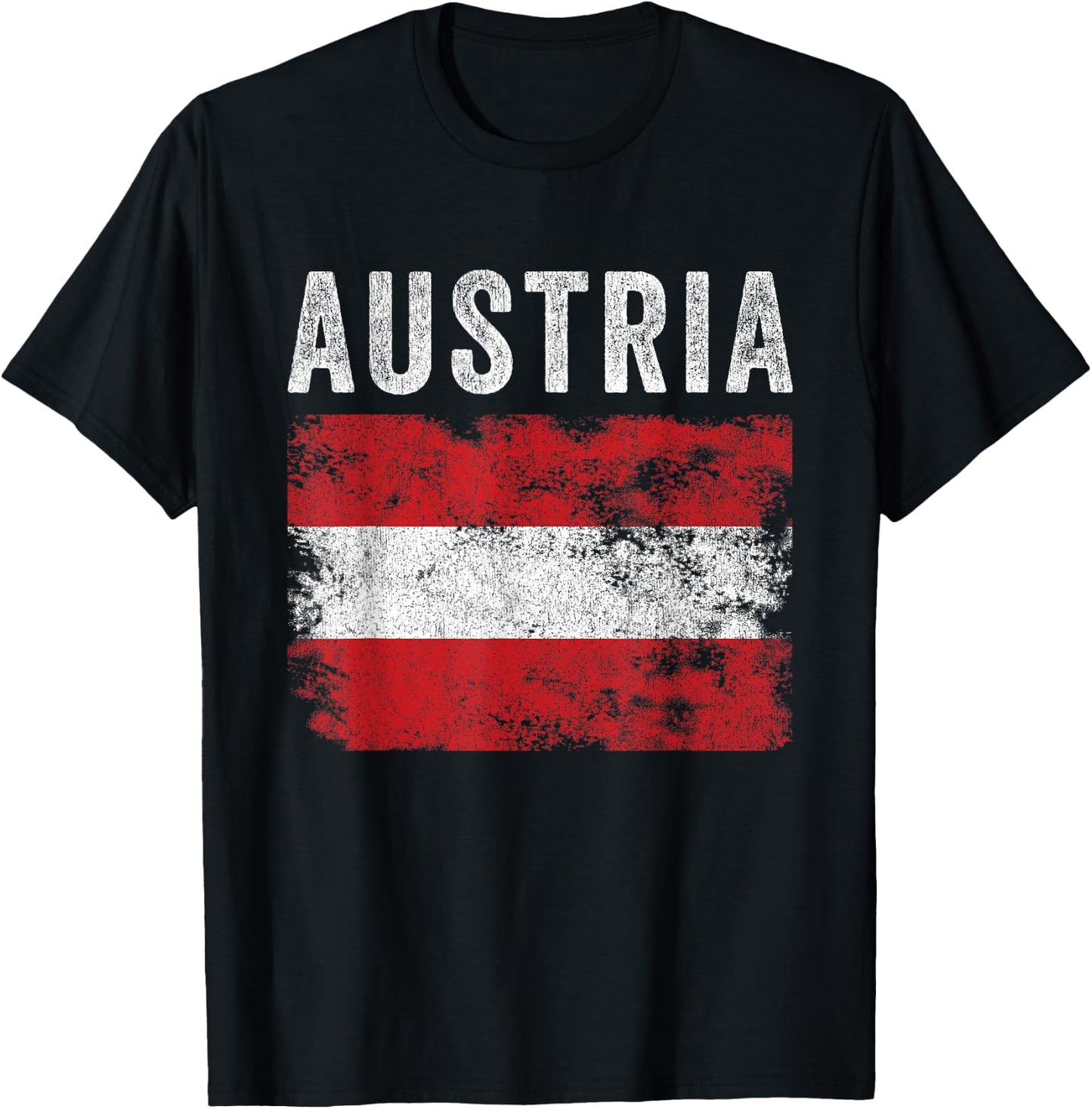 Austria Flag Distressed - Men Women Kids - Austrian Flag T-Shirt - T-Shirt | Black