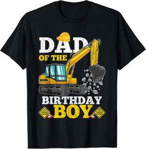 Dad of the Birthday Boy Construction Birthday Excavator Gift T-Shirt - T-Shirt | Black