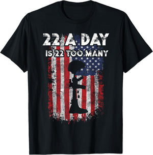 Army Veteran Suicide Awareness 22 A Day Is 22 Too Many T-Shirt - T-Shirt | Black