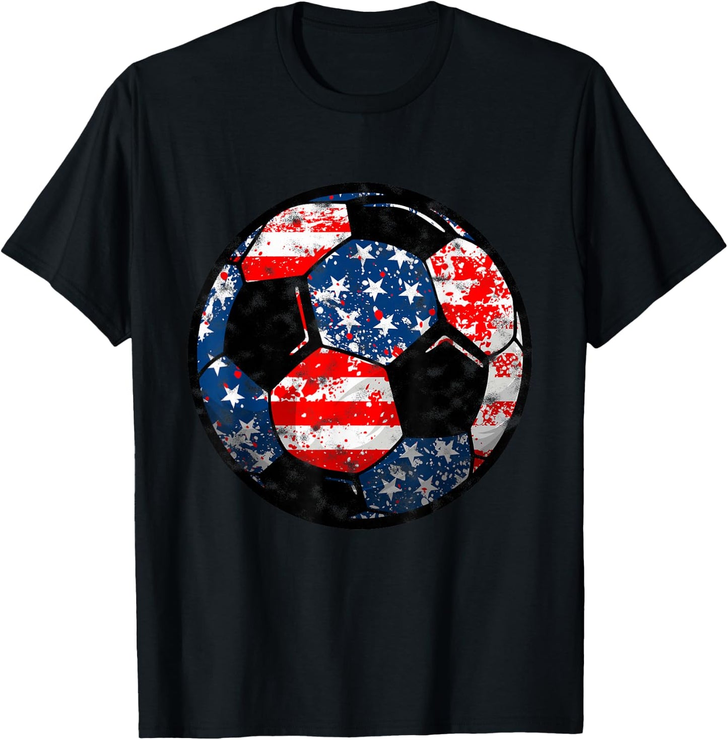 4th Of July USA Flag Soccer Patriotic Soccer Player T-Shirt - T-Shirt | Black