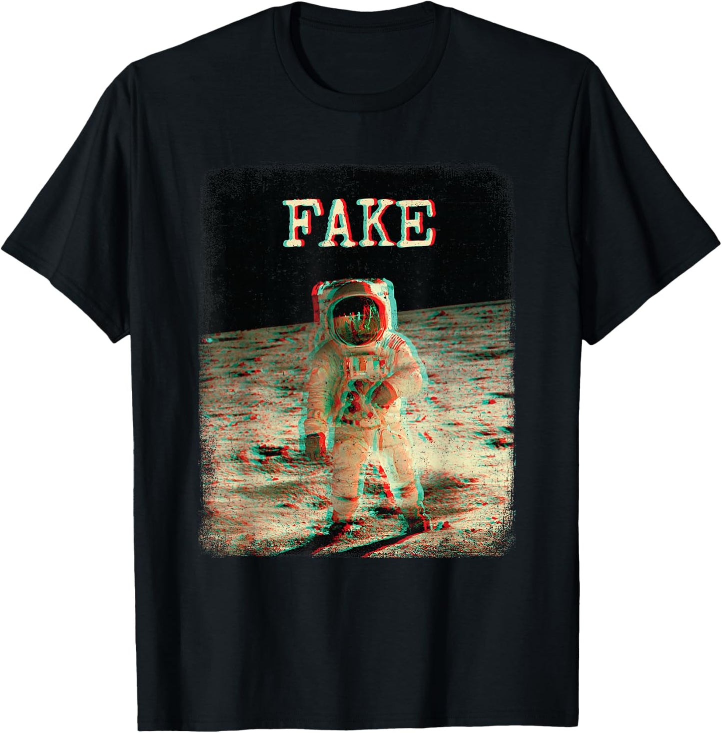 Fake News Apollo 11 Moon Landing Hoax Astronaut Retro Style T-Shirt - T-Shirt | Black
